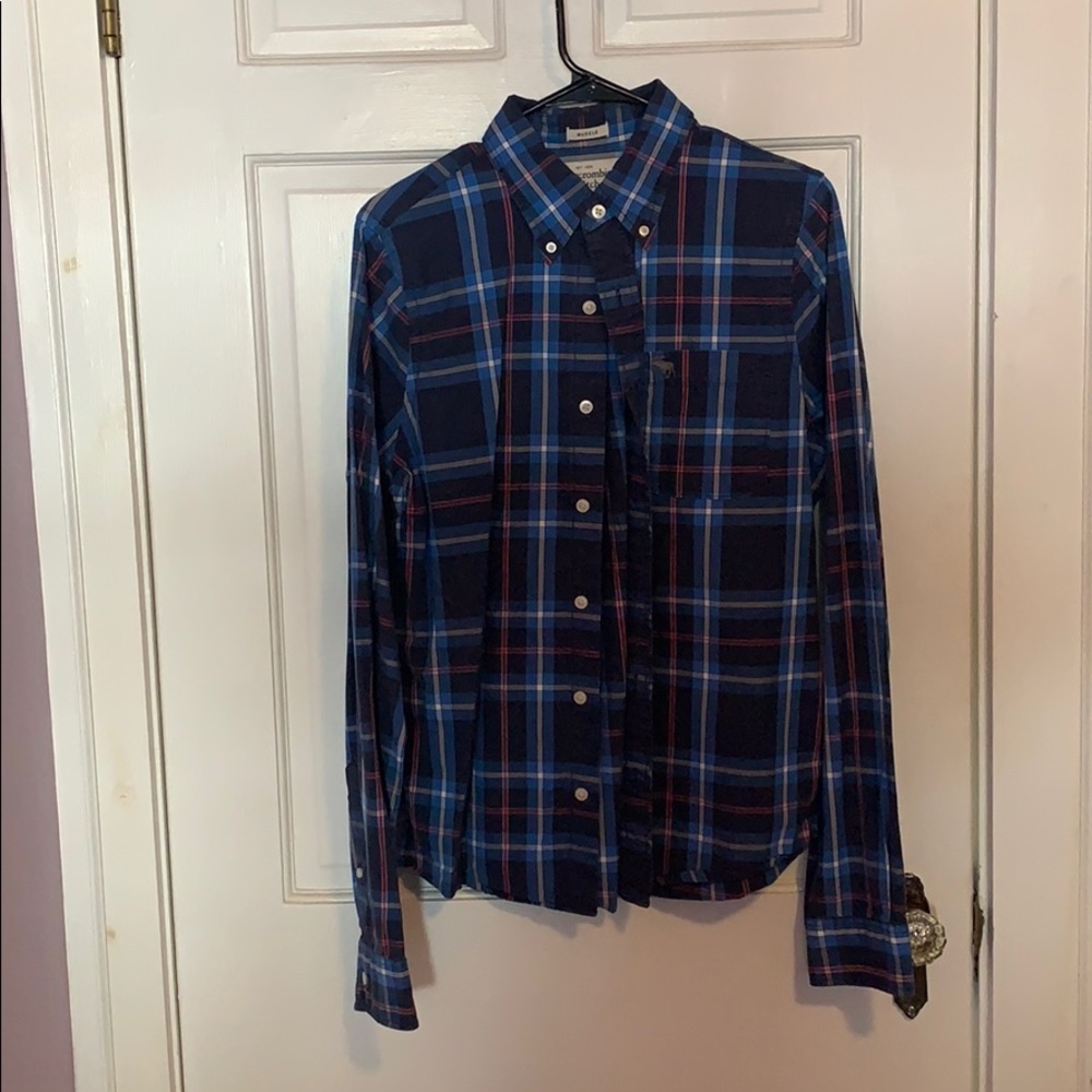 Large Abercrombie & Fitch Blue Plaid Button Down